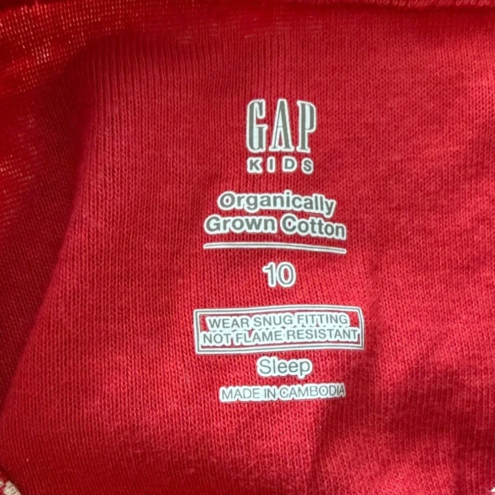 Gap Kids sz 10 organic cotton red white long sleeve pjs